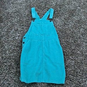 Teal over-all mini dress